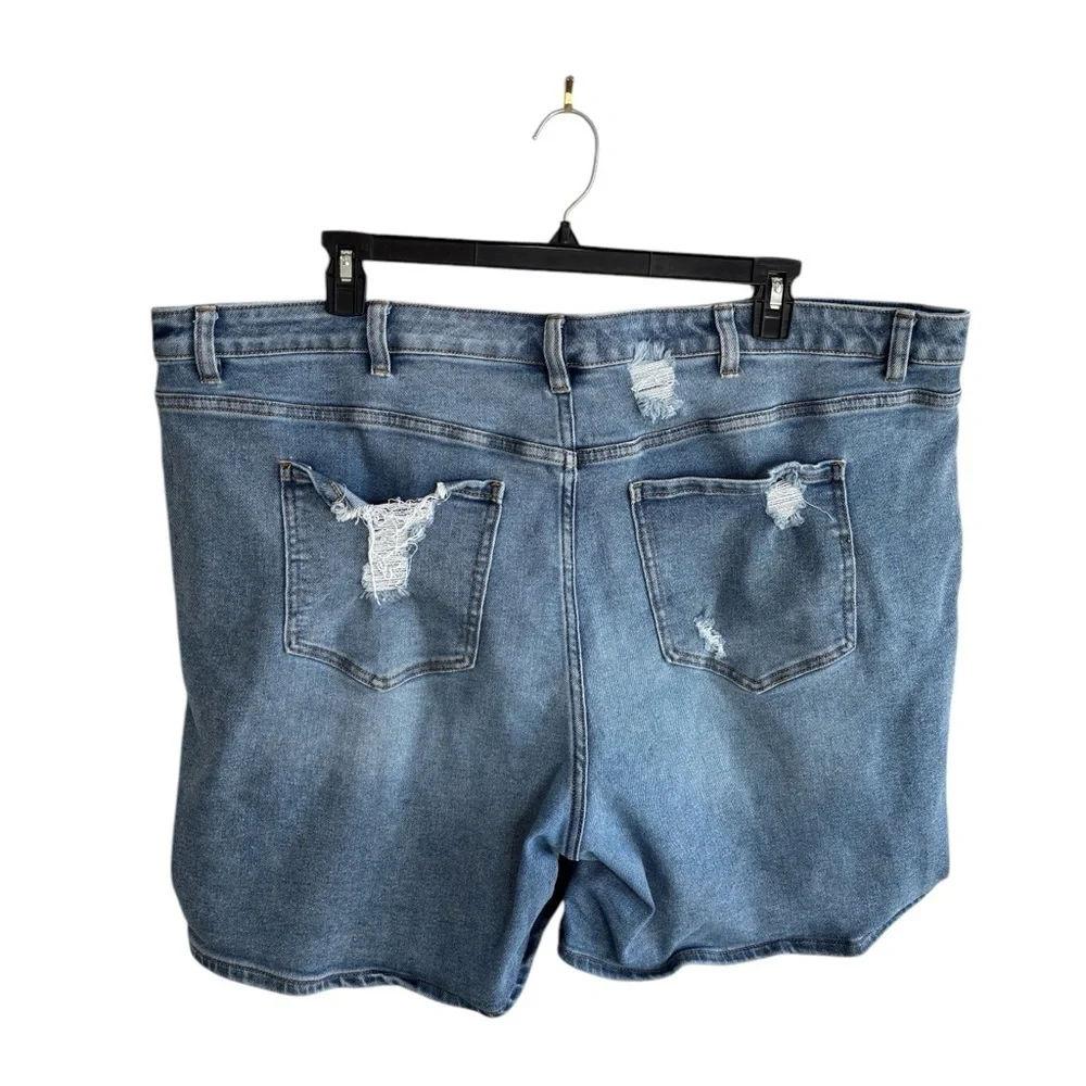 Lane Bryant Distressed Stretch Denim Jean Shorts Women Plus Size 24 Bermuda Boho